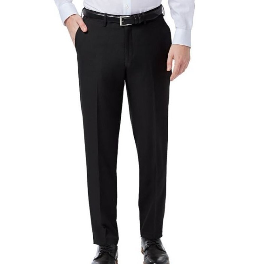 NEW! Haggar Premium Comfort Slim Wrinkle Free Black Dress Pants 38 x 32 Men's - Picture 1 of 7